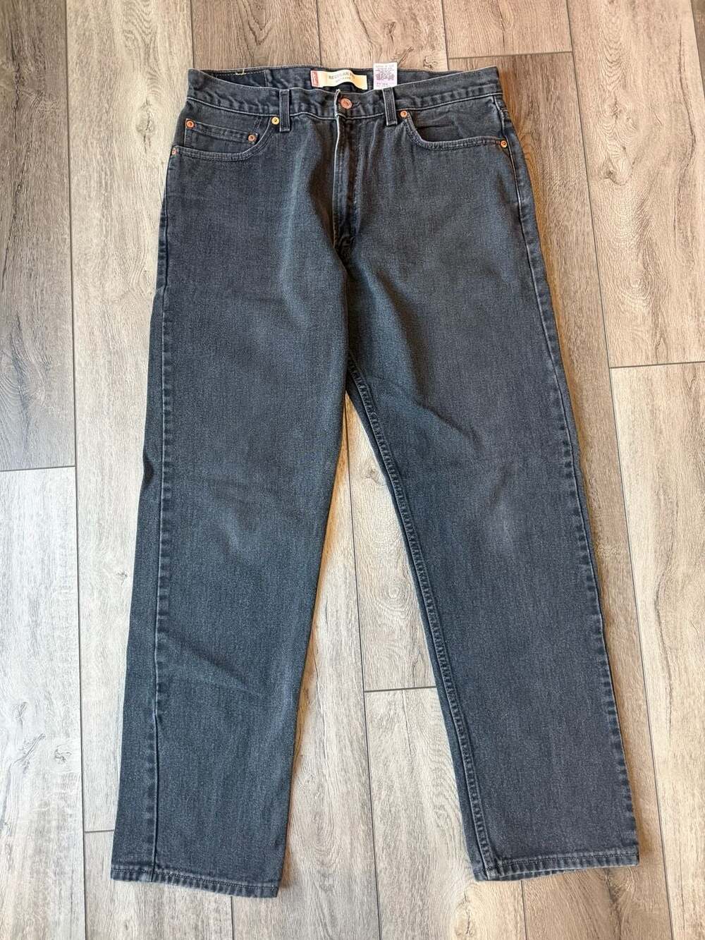 Levi's 505 Regular Fit Black Denim Jeans Size 36x32 Vintage USA Made